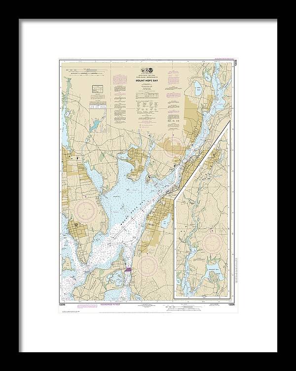 Nautical Chart-13226 Mount Hope Bay - Framed Print