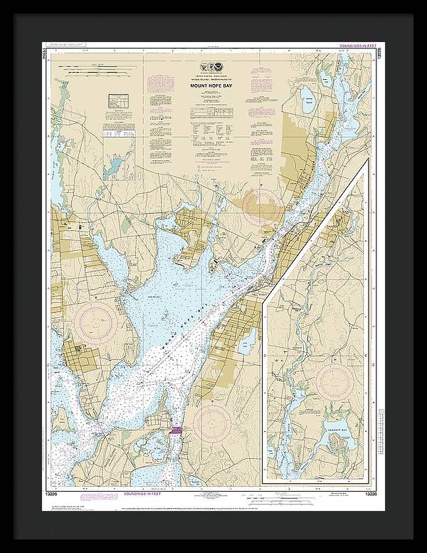 Nautical Chart-13226 Mount Hope Bay - Framed Print