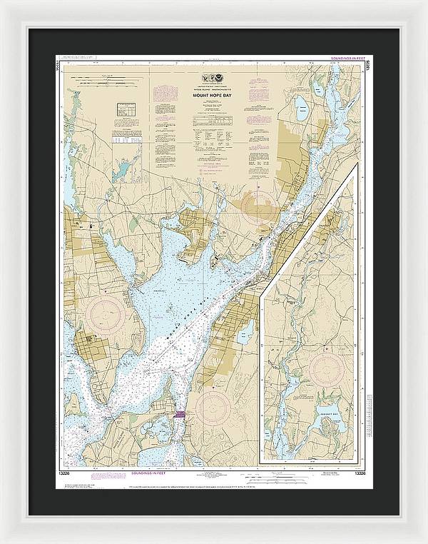 Nautical Chart-13226 Mount Hope Bay - Framed Print