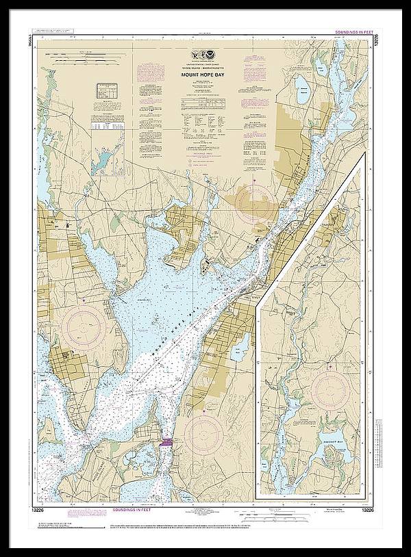 Nautical Chart-13226 Mount Hope Bay - Framed Print