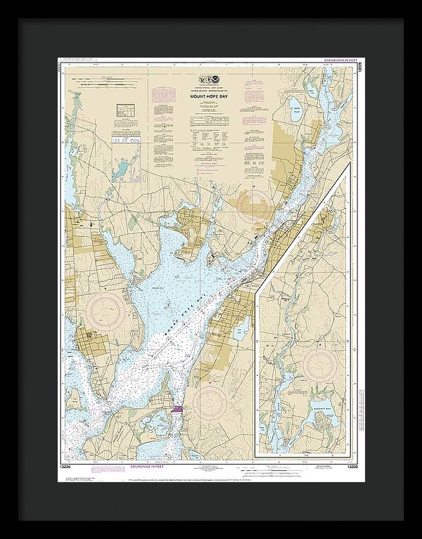 Nautical Chart-13226 Mount Hope Bay - Framed Print