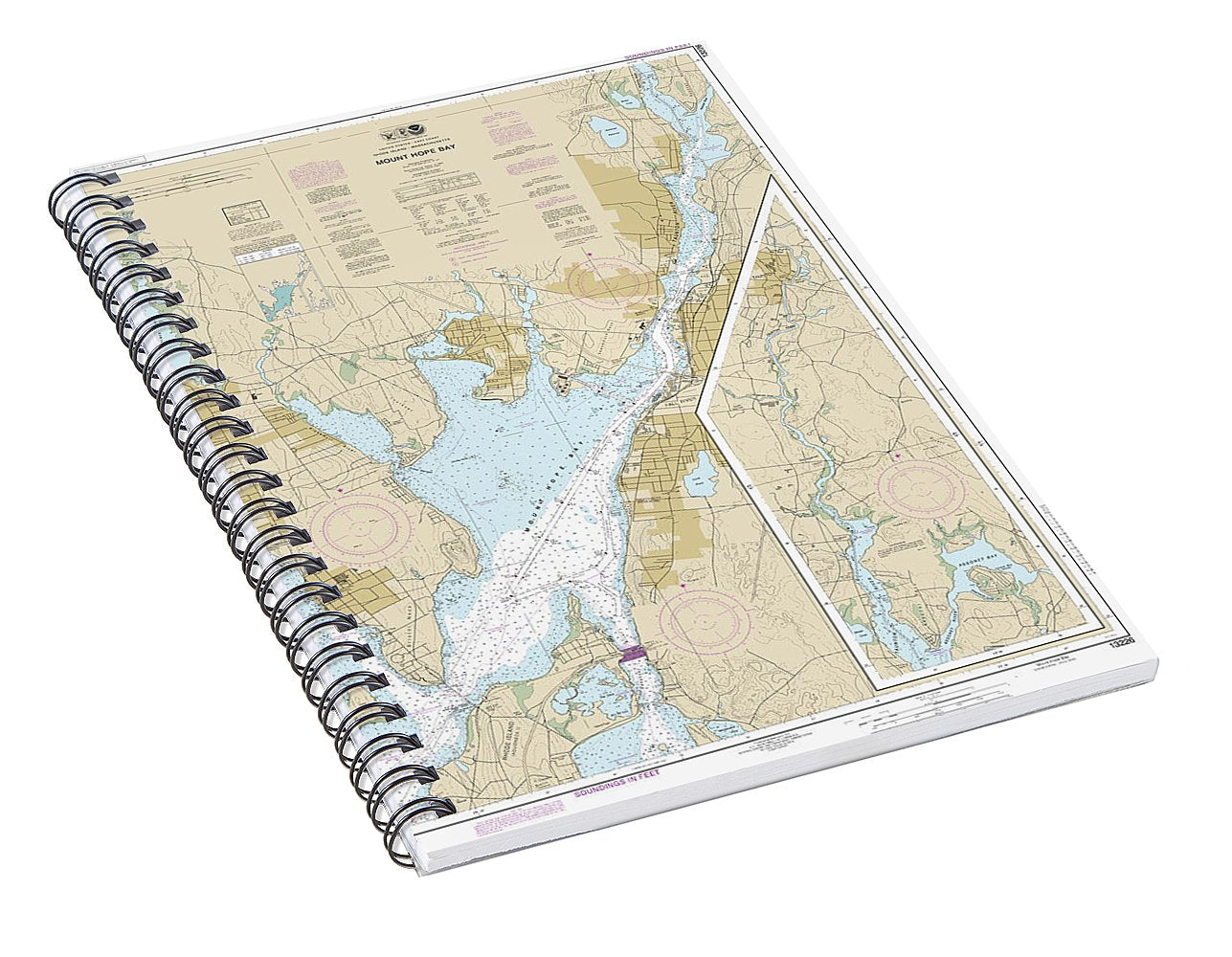 Nautical Chart-13226 Mount Hope Bay - Spiral Notebook