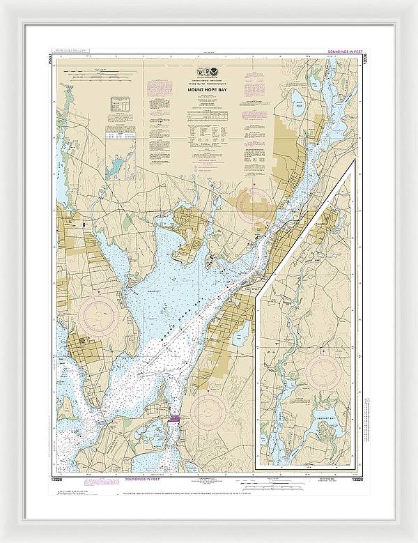 Nautical Chart-13226 Mount Hope Bay - Framed Print