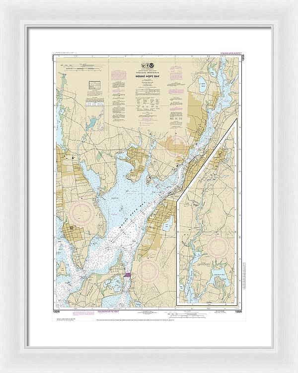 Nautical Chart-13226 Mount Hope Bay - Framed Print