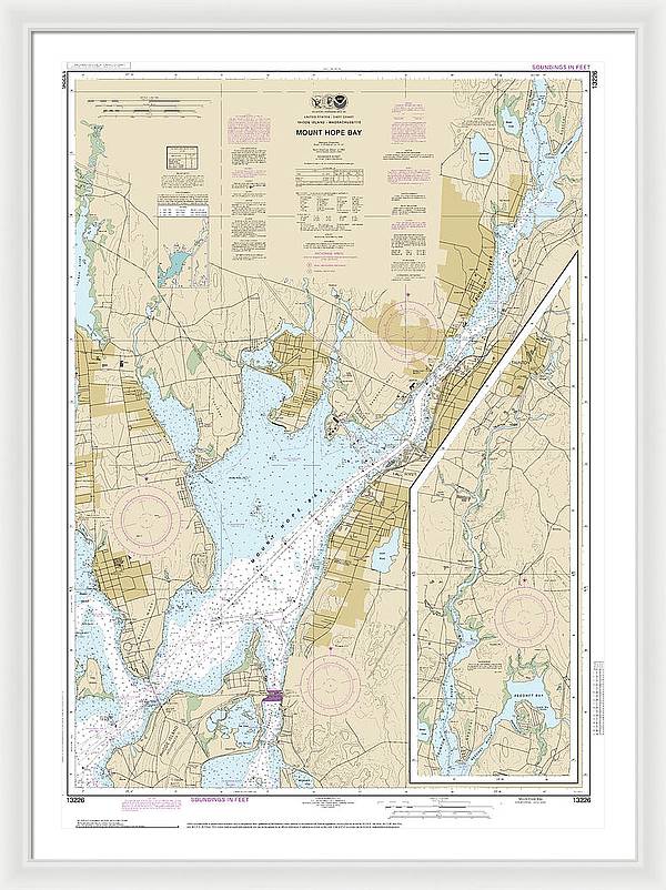 Nautical Chart-13226 Mount Hope Bay - Framed Print