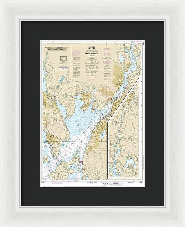 Nautical Chart-13226 Mount Hope Bay - Framed Print