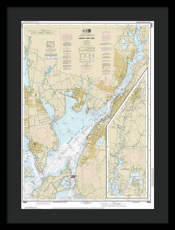 Nautical Chart-13226 Mount Hope Bay - Framed Print