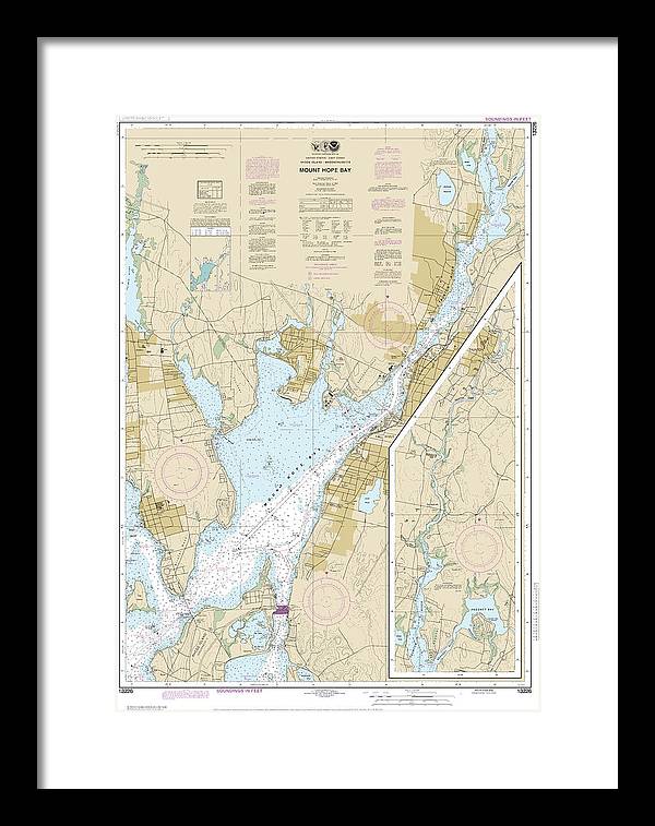 Nautical Chart-13226 Mount Hope Bay - Framed Print