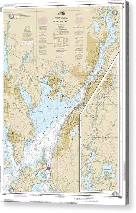 Nautical Chart-13226 Mount Hope Bay - Acrylic Print