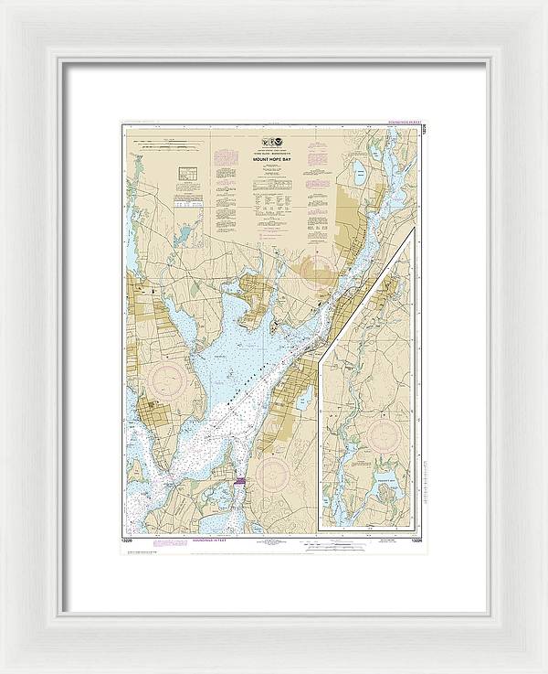 Nautical Chart-13226 Mount Hope Bay - Framed Print