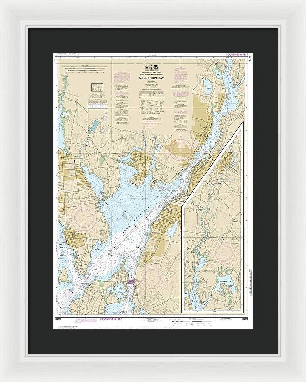 Nautical Chart-13226 Mount Hope Bay - Framed Print