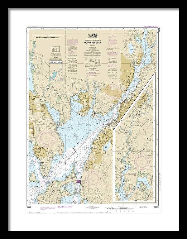 Nautical Chart-13226 Mount Hope Bay - Framed Print