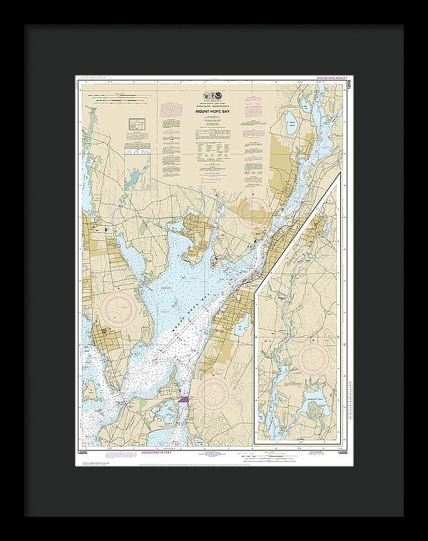 Nautical Chart-13226 Mount Hope Bay - Framed Print