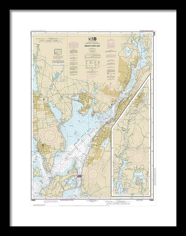 Nautical Chart-13226 Mount Hope Bay - Framed Print