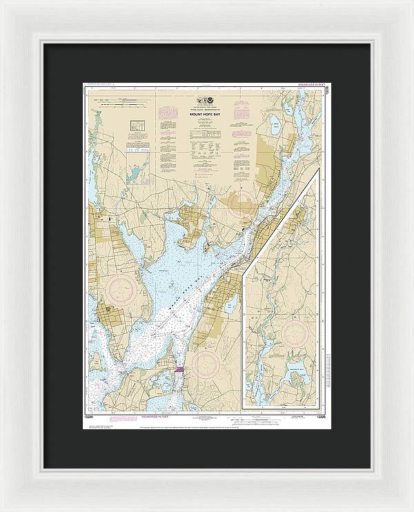 Nautical Chart-13226 Mount Hope Bay - Framed Print