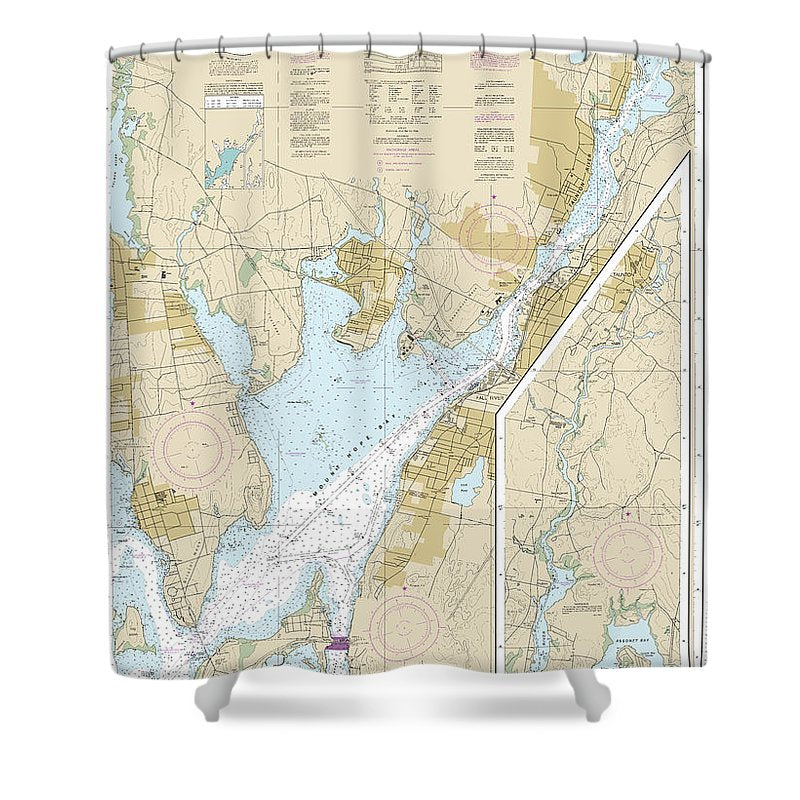 Nautical Chart 13226 Mount Hope Bay Shower Curtain