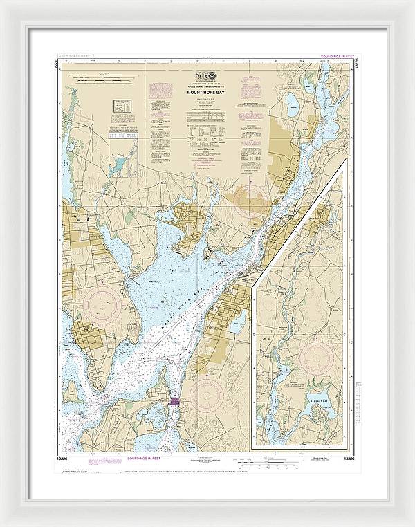 Nautical Chart-13226 Mount Hope Bay - Framed Print