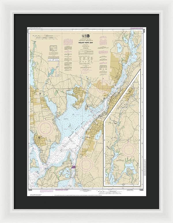 Nautical Chart-13226 Mount Hope Bay - Framed Print