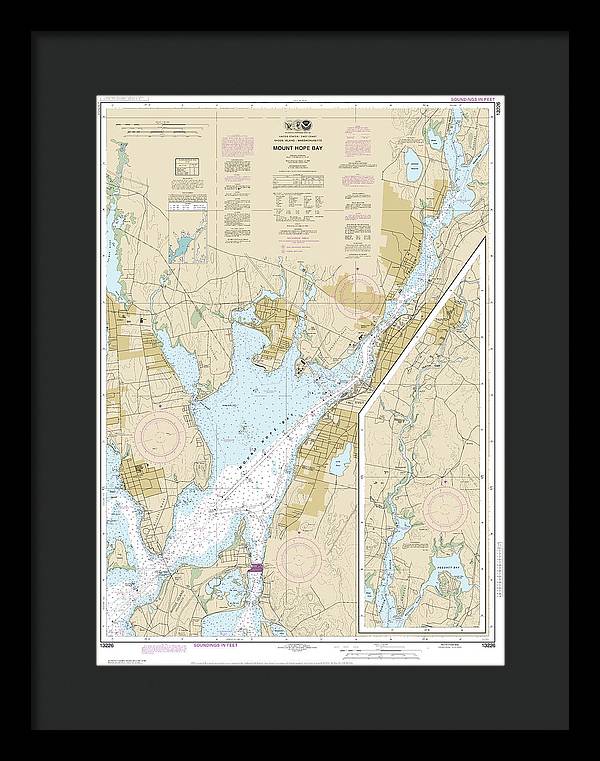 Nautical Chart-13226 Mount Hope Bay - Framed Print