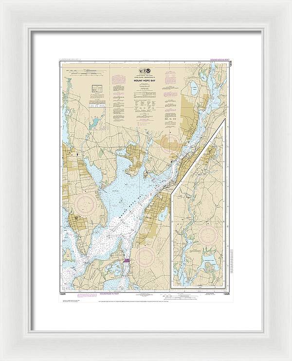 Nautical Chart-13226 Mount Hope Bay - Framed Print