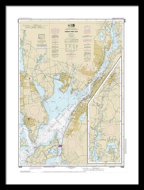 Nautical Chart-13226 Mount Hope Bay - Framed Print