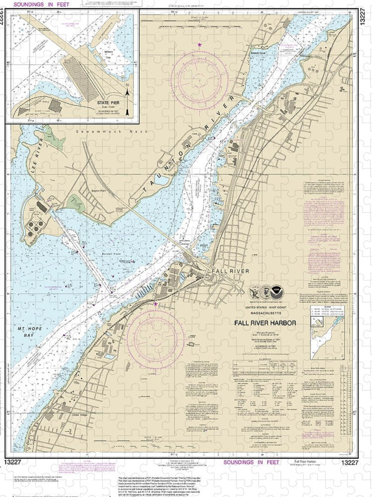 Nautical Chart 13227 Fall River Harbor, State Pier Puzzle