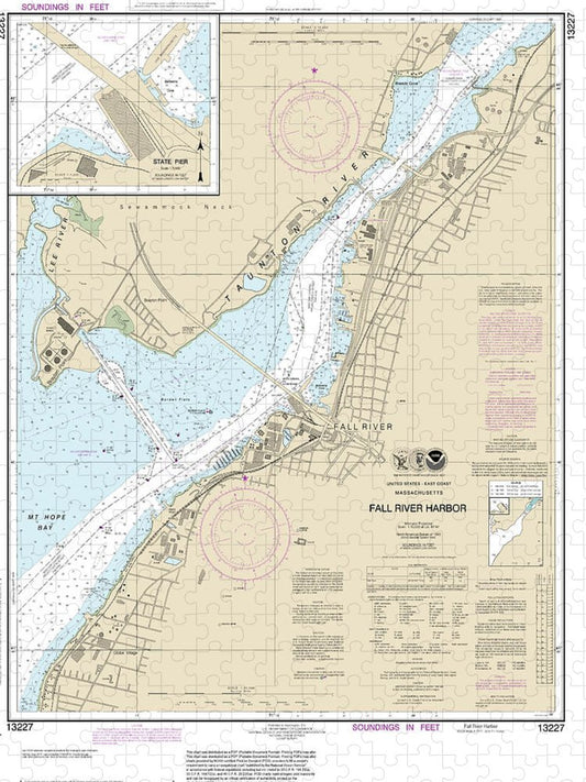 Nautical Chart 13227 Fall River Harbor, State Pier Puzzle