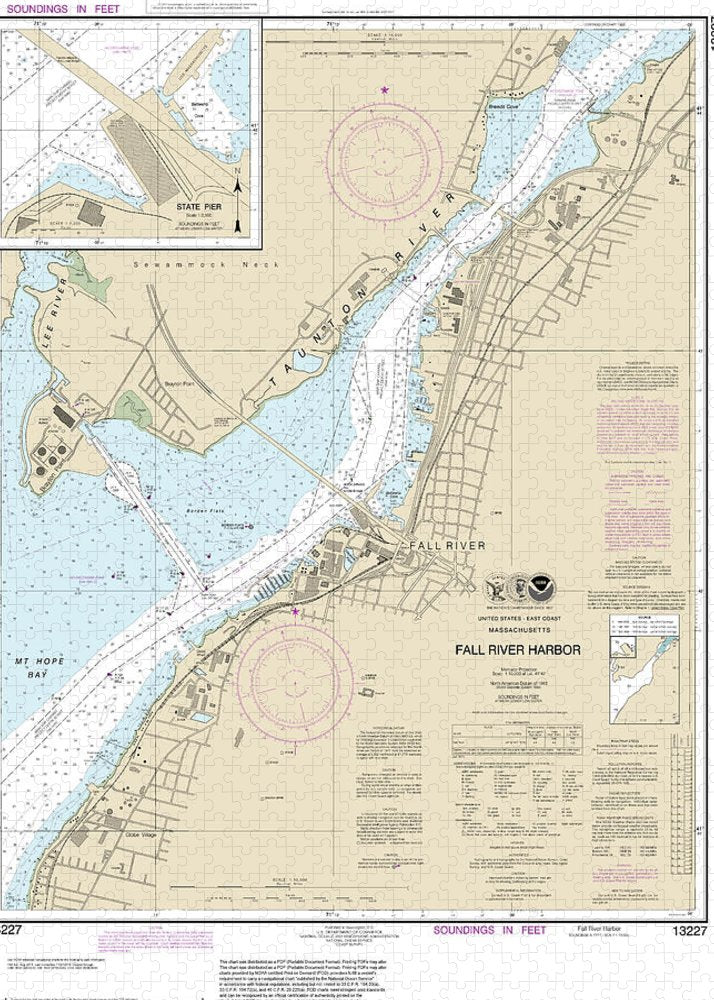 Nautical Chart-13227 Fall River Harbor, State Pier - Puzzle