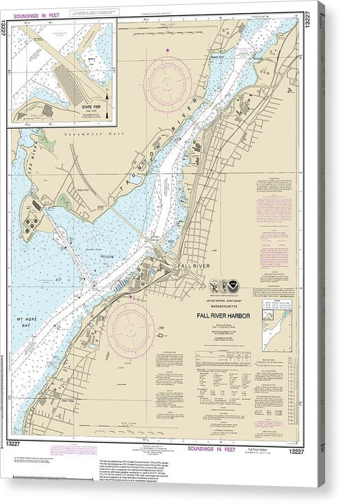 Nautical Chart-13227 Fall River Harbor, State Pier  Acrylic Print