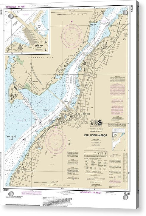 Nautical Chart-13227 Fall River Harbor, State Pier - Acrylic Print