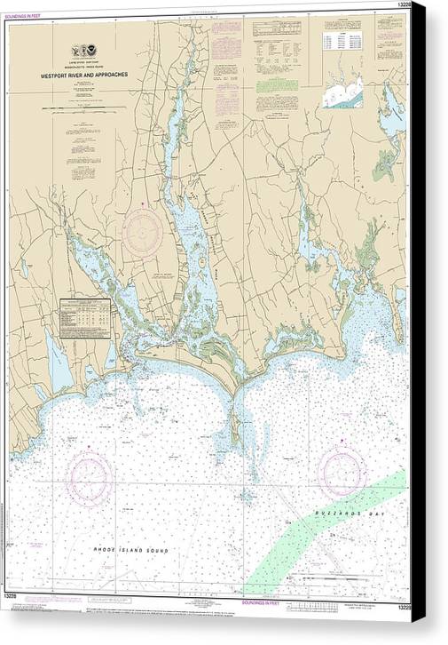 Nautical Chart-13228 Westport River-approaches - Canvas Print