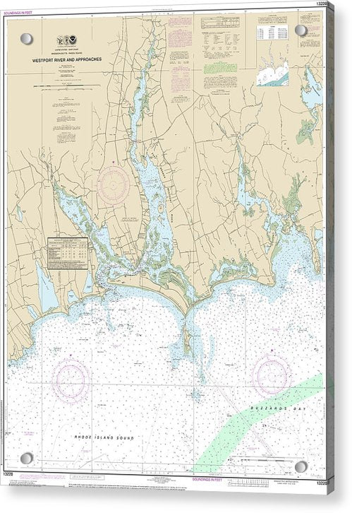 Nautical Chart-13228 Westport River-approaches - Acrylic Print