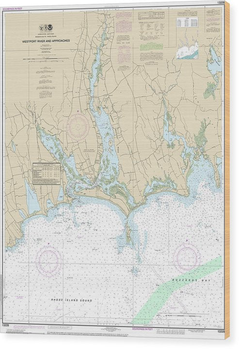 Nautical Chart-13228 Westport River-Approaches Wood Print