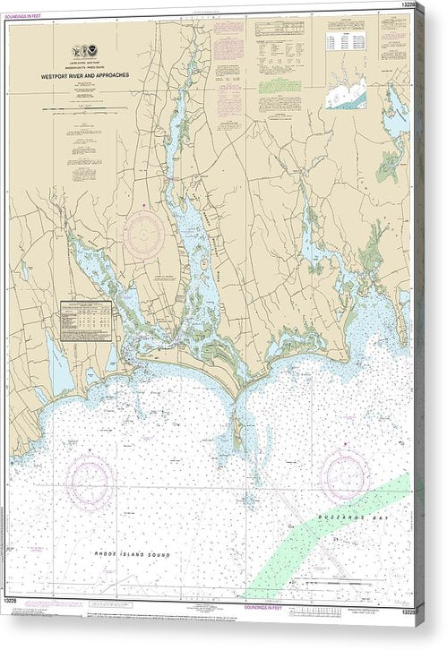 Nautical Chart-13228 Westport River-Approaches  Acrylic Print