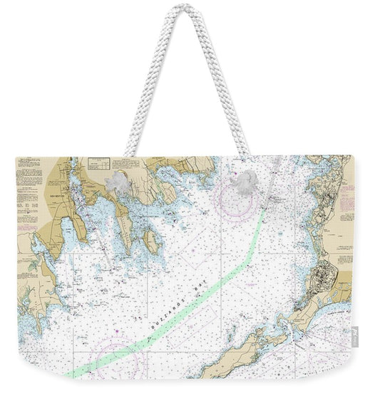 Nautical Chart-13230 Buzzards Bay, Quicks Hole - Weekender Tote Bag