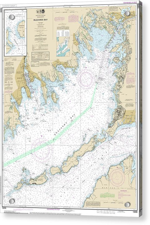 Nautical Chart-13230 Buzzards Bay, Quicks Hole - Acrylic Print