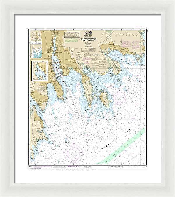 Nautical Chart-13232 New Bedford Harbor-approaches - Framed Print