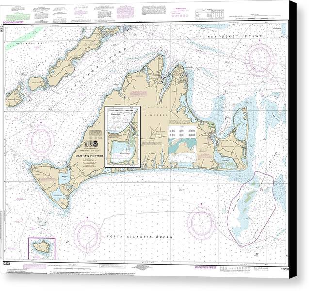 Nautical Chart-13233 Marthas Vineyard, Menemsha Pond - Canvas Print