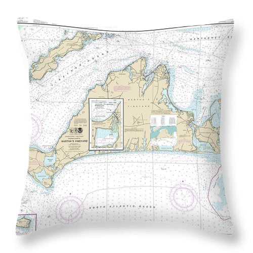 Nautical Chart-13233 Marthas Vineyard, Menemsha Pond - Throw Pillow