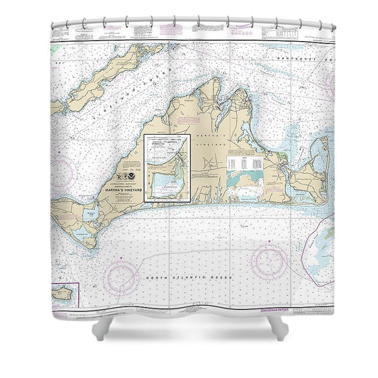 Nautical Chart 13233 Marthas Vineyard, Menemsha Pond Shower Curtain