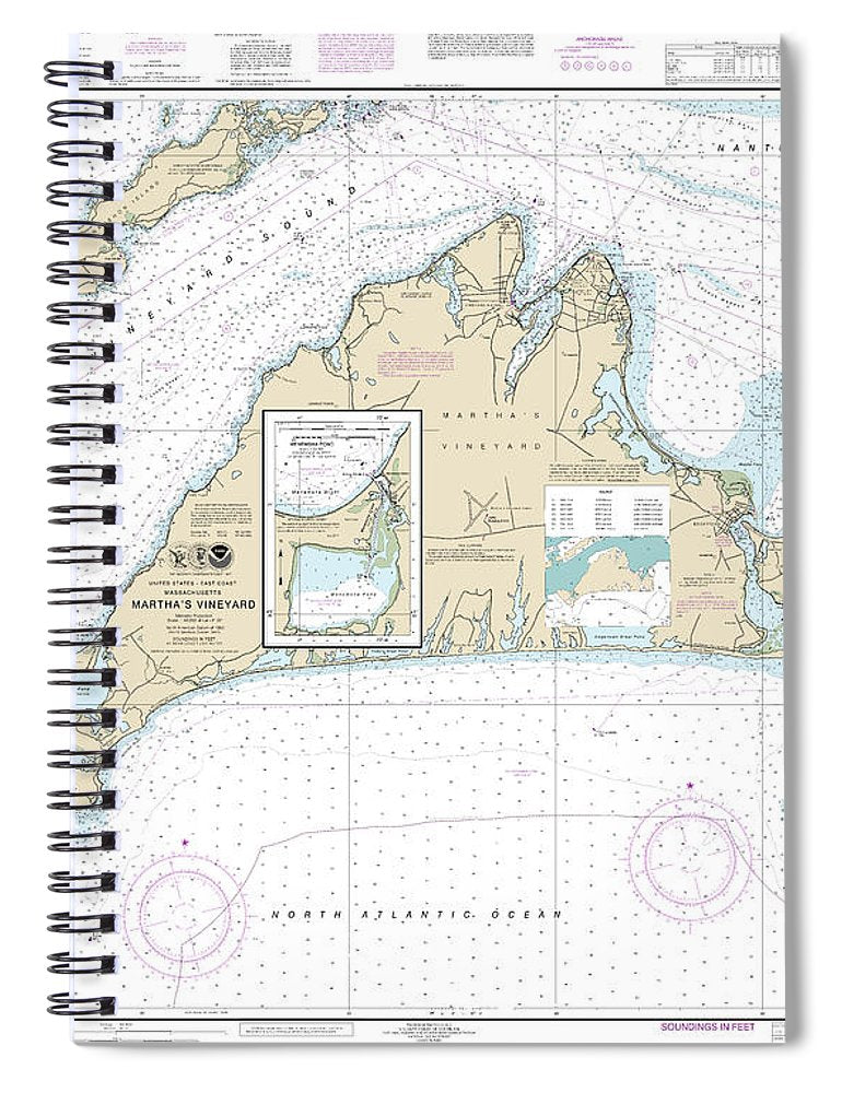 Nautical Chart 13233 Marthas Vineyard, Menemsha Pond Spiral Notebook