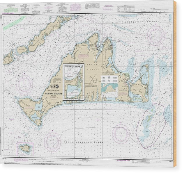 Nautical Chart-13233 Marthas Vineyard, Menemsha Pond Wood Print