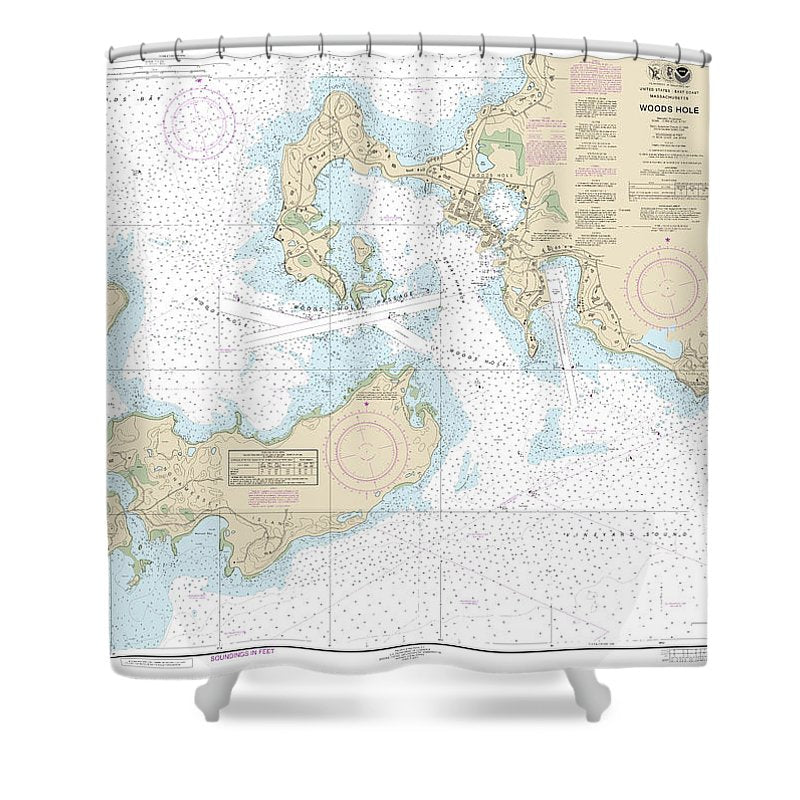 Nautical Chart 13235 Woods Hole Shower Curtain