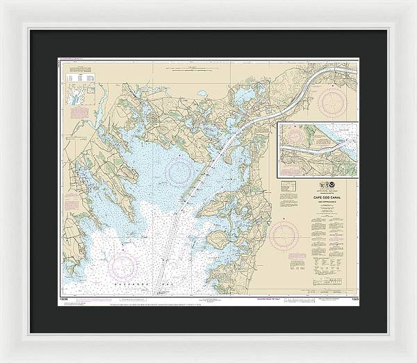 Nautical Chart-13236 Cape Cod Canal-approaches - Framed Print