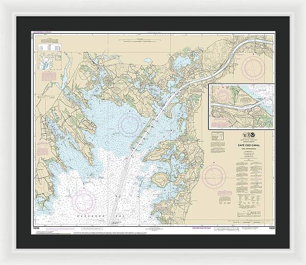 Nautical Chart-13236 Cape Cod Canal-approaches - Framed Print