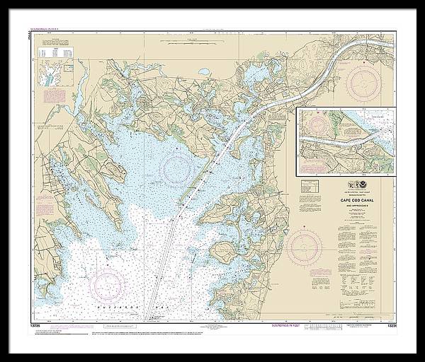 Nautical Chart-13236 Cape Cod Canal-approaches - Framed Print