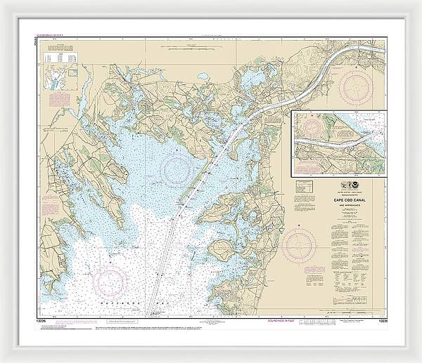 Nautical Chart-13236 Cape Cod Canal-approaches - Framed Print