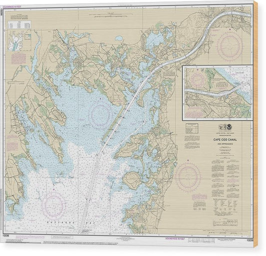 Nautical Chart-13236 Cape Cod Canal-Approaches Wood Print