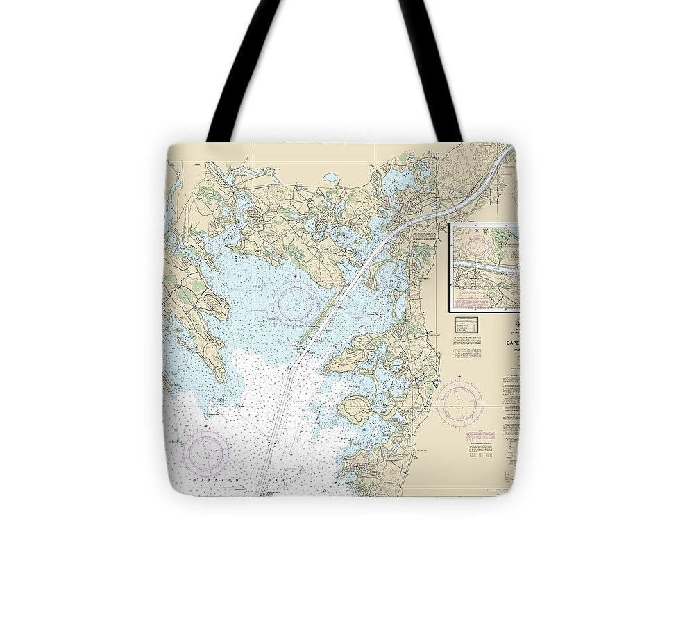 Nautical Chart 13236 Cape Cod Canal Approaches Tote Bag