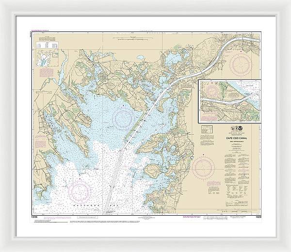 Nautical Chart-13236 Cape Cod Canal-approaches - Framed Print